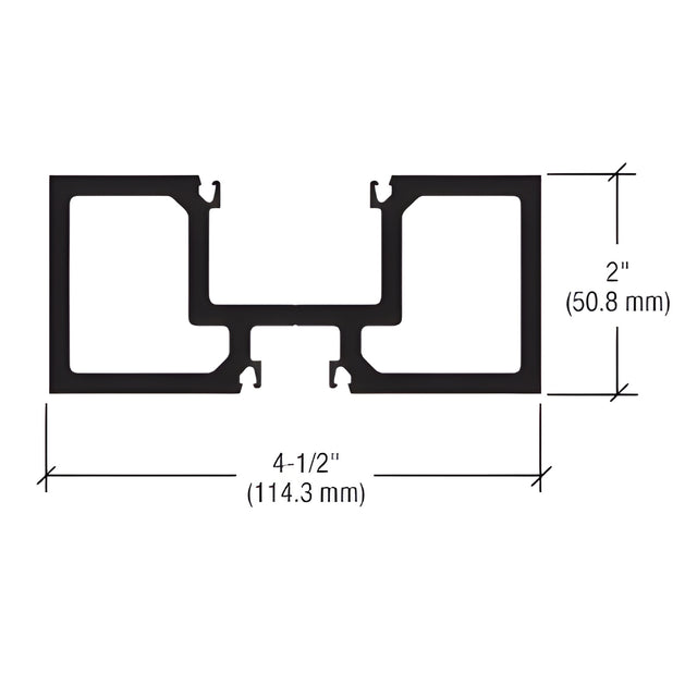 CRL-U.S. Aluminum Clear Anodized Durafront, Door Jamb/Mullion, 2" x 4-1/2" - 21'-9"