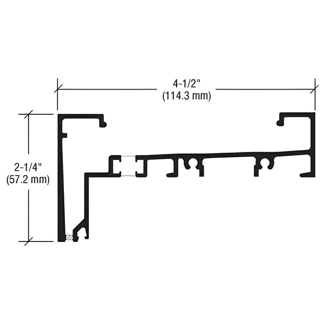 CRL-U.S. Aluminum Clear Anodized Header for 1" Inside Glaze 2-1/4" x 4-1/2", Thermally Improved - 24'-2"