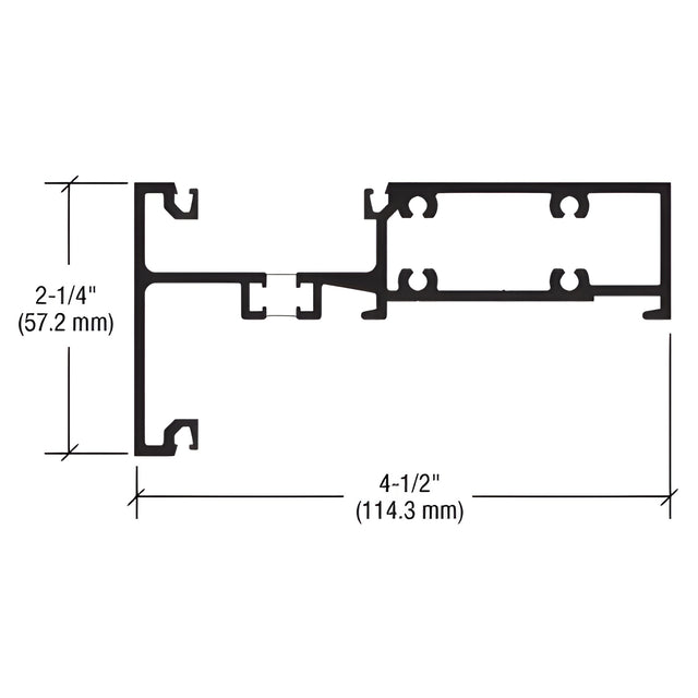 CRL-U.S. Aluminum Clear Anodized Interior Glazed Horizontal 2-1/4" x 4-1/2", Thermally Improved - 24'-2"