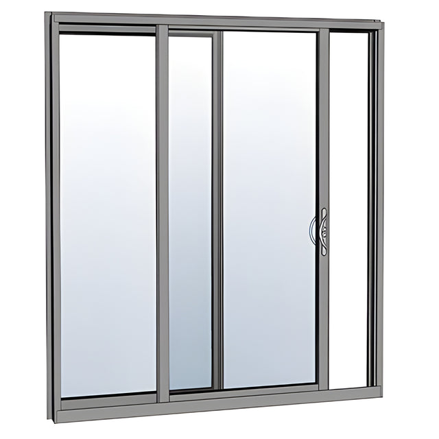 CRL-U.S. Aluminum Clear Anodized OX Sliding Door Thermally Broken Fin Frame Glazed with Screen