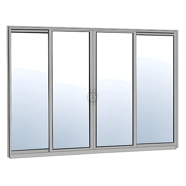 CRL-U.S. Aluminum Clear Anodized OXXO Sliding Door Thermally Broken Fin Frame Glazed with Screen