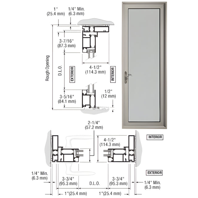 CRL-U.S. Aluminum Clear Anodized Series 900 Terrace Door Hinged Left Swing Out for 1" Glass
