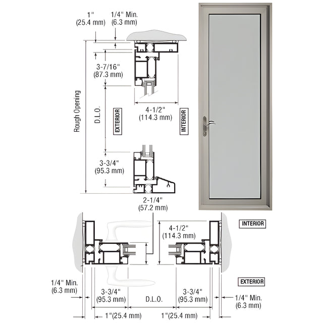 CRL-U.S. Aluminum Clear Anodized Series 900 Terrace Door Hinged Left Swing Out