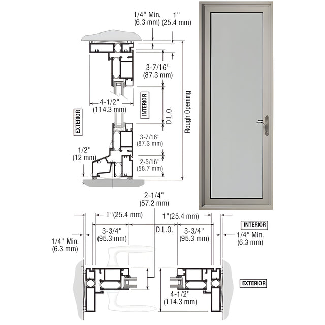 CRL-U.S. Aluminum Clear Anodized Series 900 Terrace Door Hinged Left Swing In