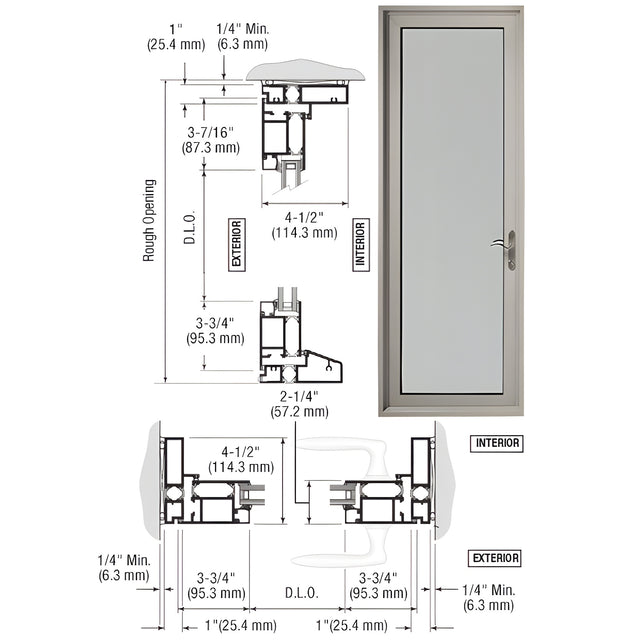 CRL-U.S. Aluminum Clear Anodized Series 900 Terrace Door Hinged Right Swing Out