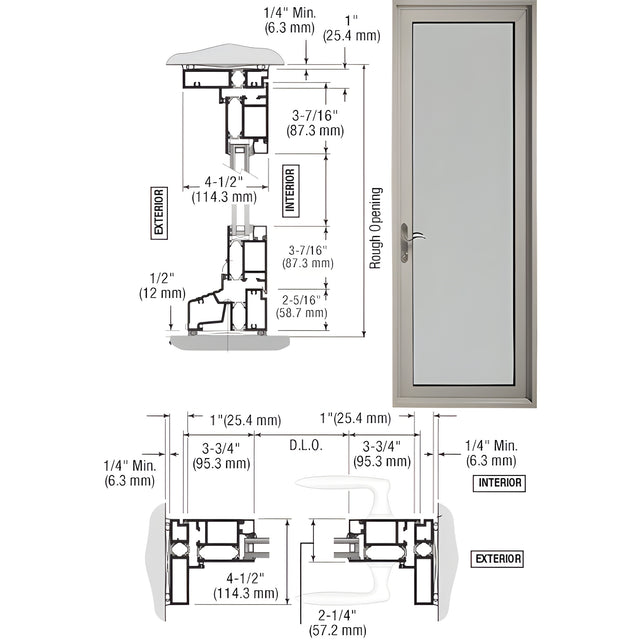 CRL-U.S. Aluminum Clear Anodized Series 900 Terrace Door Hinged Right Swing In