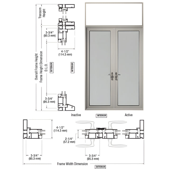 CRL-U.S. Aluminum Clear Anodized Series 900 Terrace Door Pair Swing Out