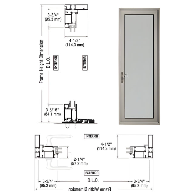 CRL-U.S. Aluminum Clear Anodized Series 925 Patio Door Hinge Left Swing Out