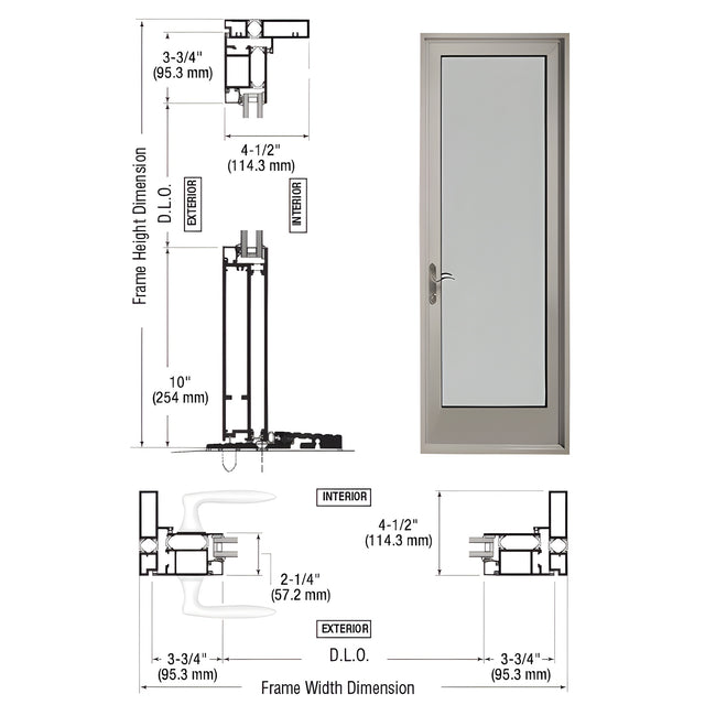 CRL-U.S. Aluminum Clear Anodized Series 925 Patio Door Hinged Left Swing Out