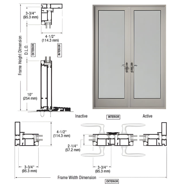 CRL-U.S. Aluminum Clear Anodized Series 925 Patio Door Pair Swing Out