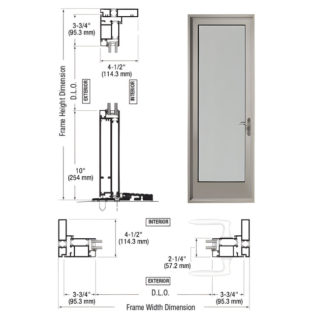 CRL-U.S. Aluminum Clear Anodized Series 925 Single Patio Door Hinge Right Swing Out