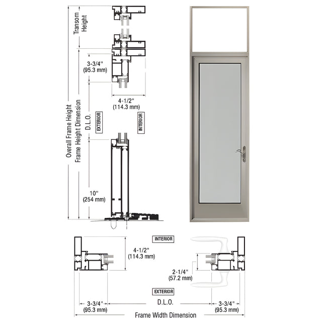 CRL-U.S. Aluminum Clear Anodized Series 925 Single Transom Patio Door Hinge Right Swing Out