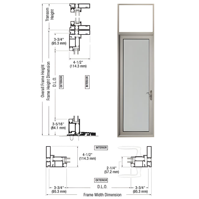 CRL-U.S. Aluminum Clear Anodized Series 925 Single Transom Patio Door Hinge Left Swing Out