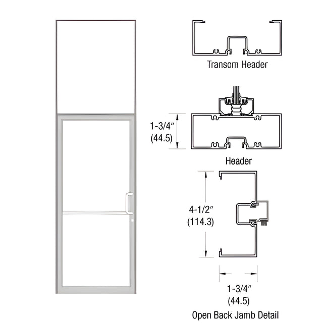 CRL-U.S. Aluminum Clear Anodized Single Door 39-1/2" x 126" 450 Series Right Hand Transom Frame