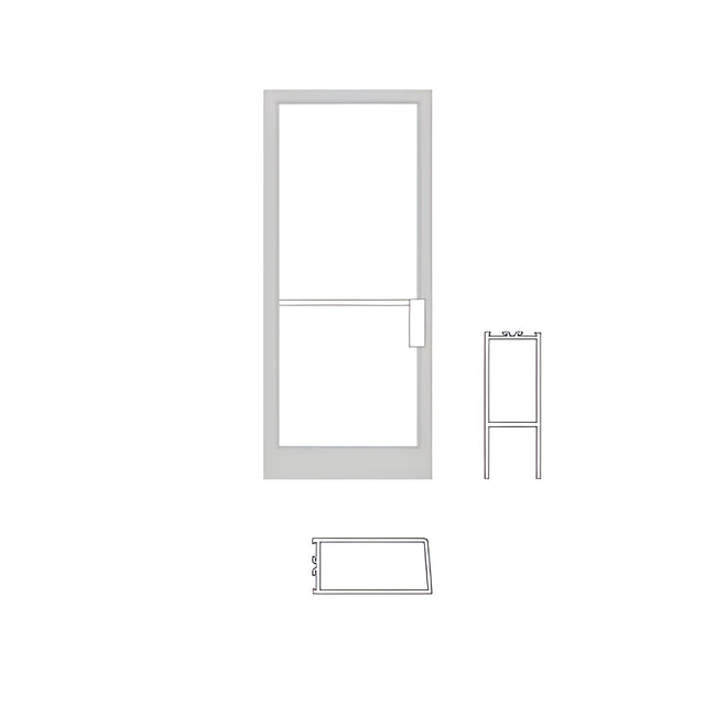 CRL-U.S. Aluminum Clear Anodized Single Medium Stile NOA RHSO 36" x 84" Non Impact Offset Pivoted Door