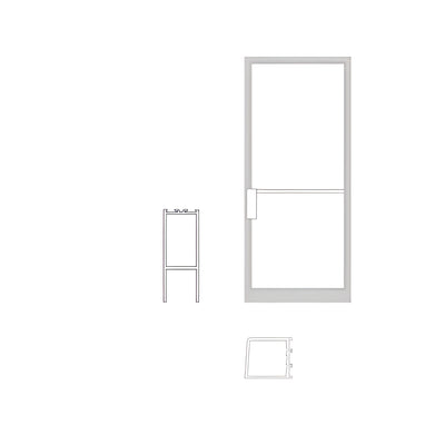 CRL-U.S. Aluminum Clear Anodized Single Narrow Stile NOA LHSO 36" x 84" Non Impact Offset Pivoted Door