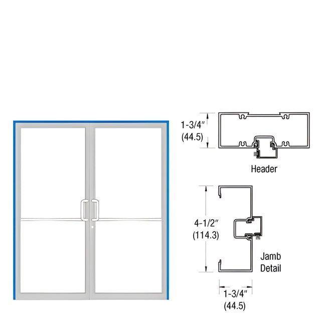 CRL-U.S. Aluminum Clear Anodized Up and Over Open Back Double Door Frame Prepped for Butt Hung Surface Mount
