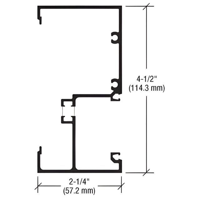 CRL-U.S. Aluminum Clear Anodized Wall Jamb 2-1/4" x 4-1/2", Thermally Improved - 24'-2"