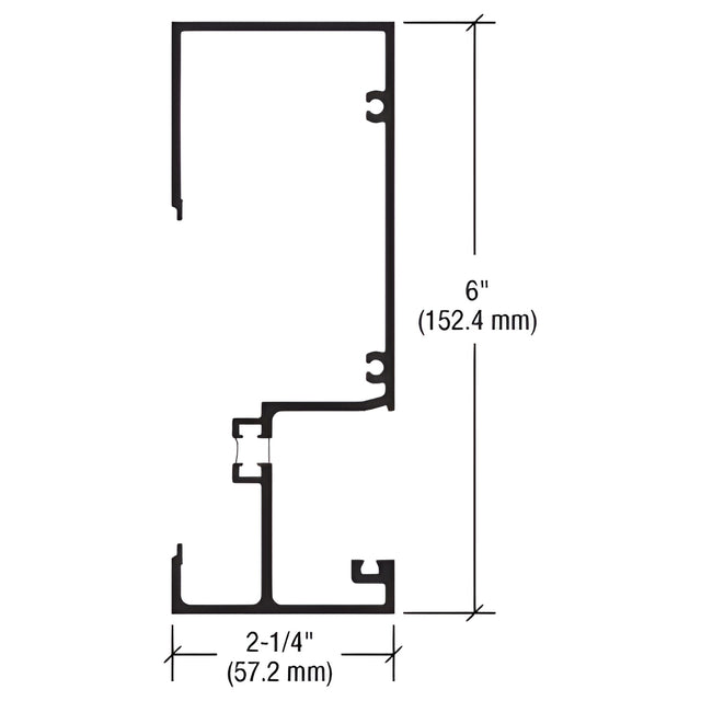 CRL-U.S. Aluminum Clear Anodized Wall Jamb 2-1/4" x 6", Thermally Improved - 24'-2"