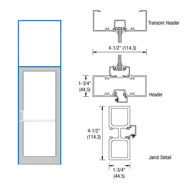 CRL-U.S. Aluminum Custom KYNAR® Paint 39-1/2" x 126" Series DF800 Tubular Offset Hung Transom Frame Blank (1FT)