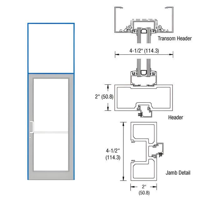 CRL-U.S. Aluminum Custom KYNAR® Paint 40" x 126" Series DF800 Tubular Offset Hung Transom Frame Blank (1FT)
