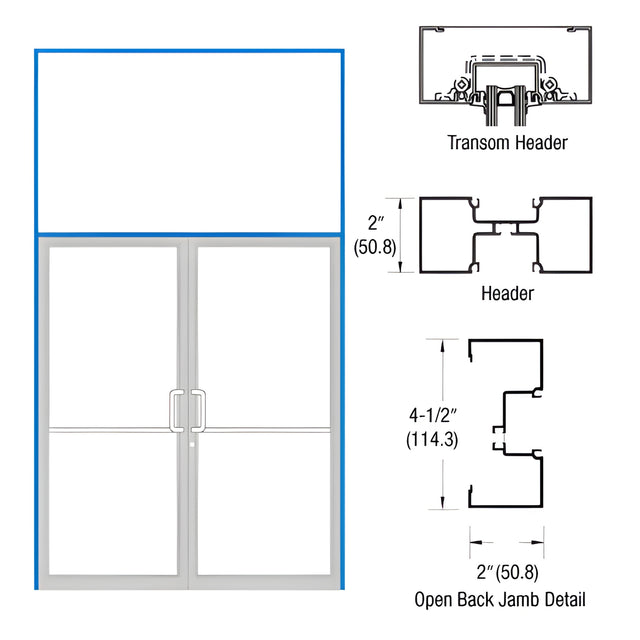 CRL-U.S. Aluminum Custom KYNAR® Paint 74" x 126" Series IT451 Open Back Butt Hinge Transom Frame Complete (2FT)