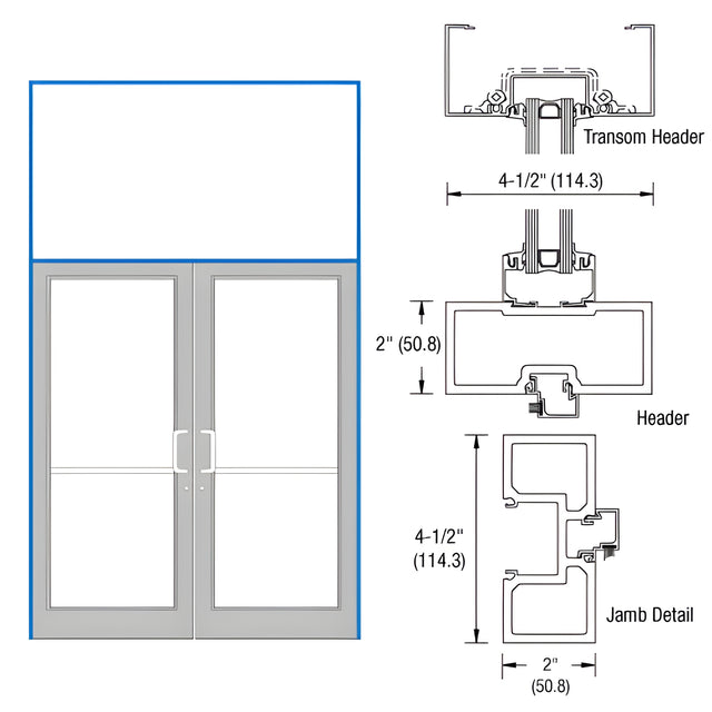 CRL-U.S. Aluminum Custom KYNAR® Paint 76" x 126" Series DF800 Tubular Offset Pivot Transom Frame Complete (2FT)