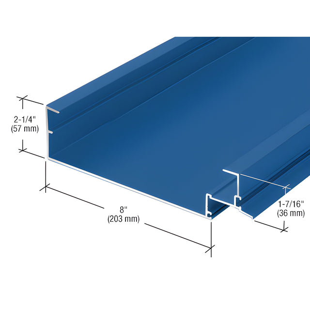 CRL-U.S. Aluminum Custom KYNAR® Paint 8" Open Back Head Mullion for 1" Glass, Custom Paint - 24'-2"