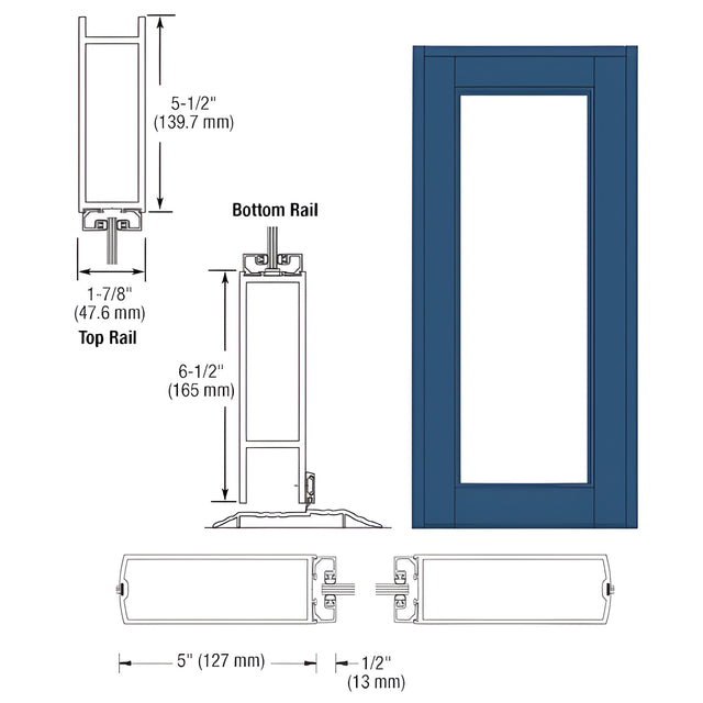 CRL-U.S. Aluminum Custom KYNAR® Paint Blank Single Series 850 Durafront Wide Stile Center Hung Entrance Door - No Prep