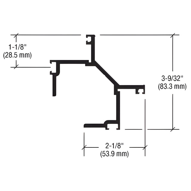 CRL-U.S. Aluminum Custom KYNAR® Paint Captured Vertical 90 Degree Corner Adaptor for 1" Glass - 24'-2"