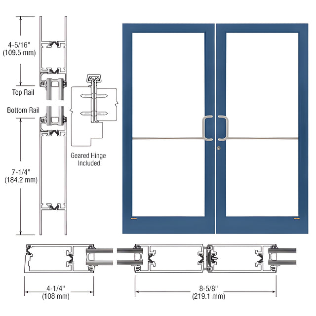 CRL-U.S. Aluminum Custom KYNAR® Paint Custom Pair 72" x 84" Series 400T Medium Stile Gear Hinge Entrance Door
