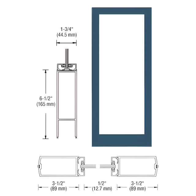 CRL-U.S. Aluminum Custom KYNAR® Paint Custom Single Blank 400 Medium Stile Center Hung Entrance Door - No Prep