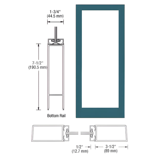 CRL-U.S. Aluminum Custom KYNAR® Paint Custom Single Blank Series 400 Medium Stile Offset Hung Entrance Door - No Prep