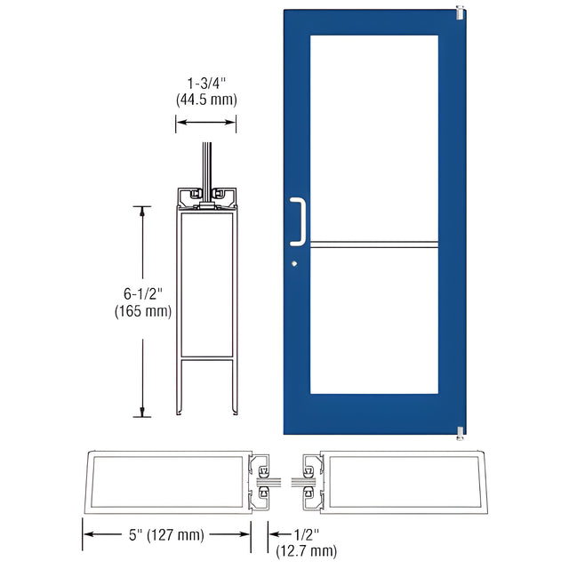 CRL-U.S. Aluminum Custom KYNAR® Paint Custom Single Series 550 Wide Stile Offset Pivot Entrance Door for Surface Mount Door Closer