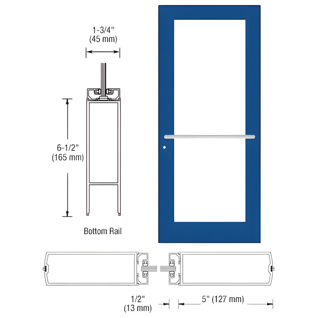 CRL-U.S. Aluminum Custom KYNAR® Paint Custom Single Series 550 Wide Stile Center Pivot Entrance Door for Overhead Concealed Door Closer