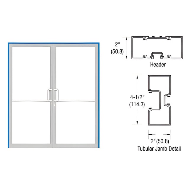 CRL-U.S. Aluminum Custom KYNAR® Paint Custom Size Series 451 Tubular Butt Hinge Up and Over Frame Complete (2F)