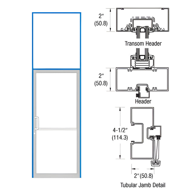 CRL-U.S. Aluminum Custom KYNAR® Paint Custom Size Series 451 Tubular Gear Hinge Transom Frame Complete (1FT)
