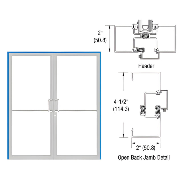 CRL-U.S. Aluminum Custom KYNAR® Paint Custom Size Series IT451 Open Back Offset Pivot Up and Over Frame Complete (2F)