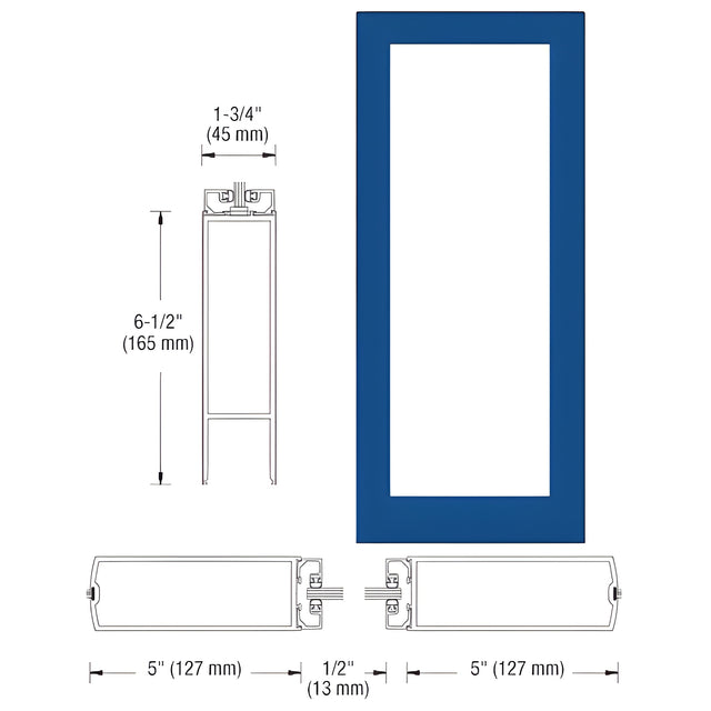 CRL-U.S. Aluminum Custom KYNAR® Paint Custom Size Single Blank 550 Wide Center Stile Entrance Door - No Prep