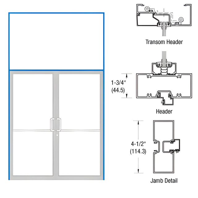 CRL-U.S. Aluminum Custom KYNAR® Paint Custom Sized Series 450 Tubular Offset Pivot Transom Frame Complete (2FT)