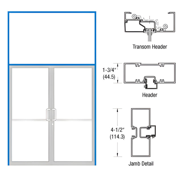 CRL-U.S. Aluminum Custom KYNAR® Paint Custom Sized Series 450 Tubular Butt Hinge Transom Frame Complete (2FT)