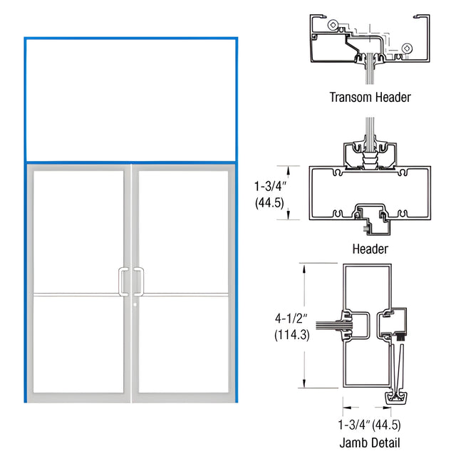 CRL-U.S. Aluminum Custom KYNAR® Paint Custom Sized Series 450 Tubular Gear Hinge Transom Frame Complete (2FT)