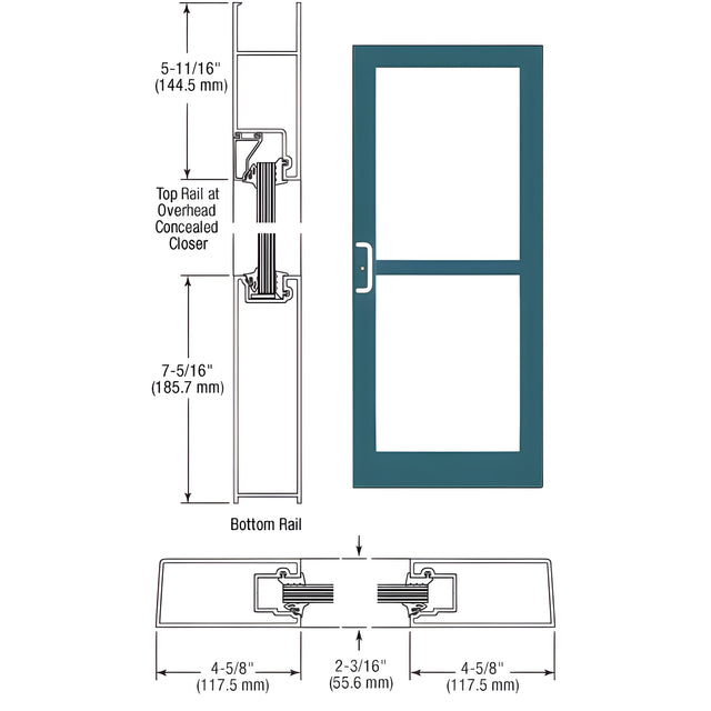 CRL-U.S. Aluminum Custom KYNAR® Paint IG500 Series Custom Single StormFront™ Gear Hinged Entrance for Panic and Overhead Concealed Closer