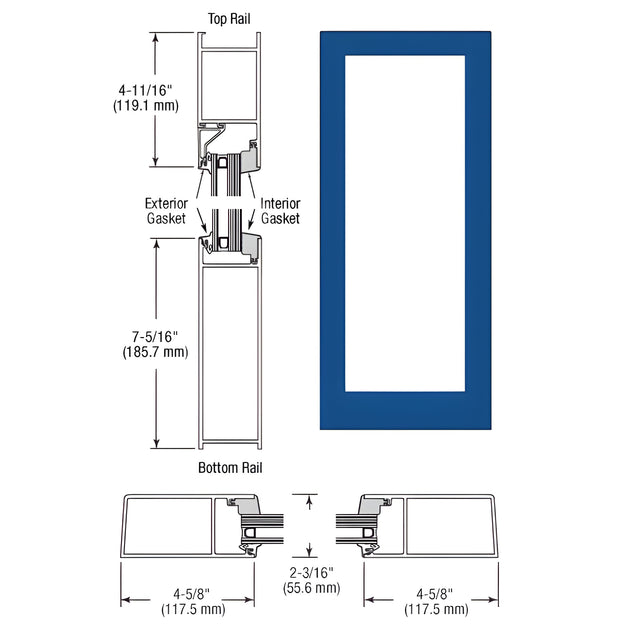 CRL-U.S. Aluminum Custom KYNAR® Paint IG600 Series Blank Single Hurricane Resistant Offset Hung Entrance Door - No Prep