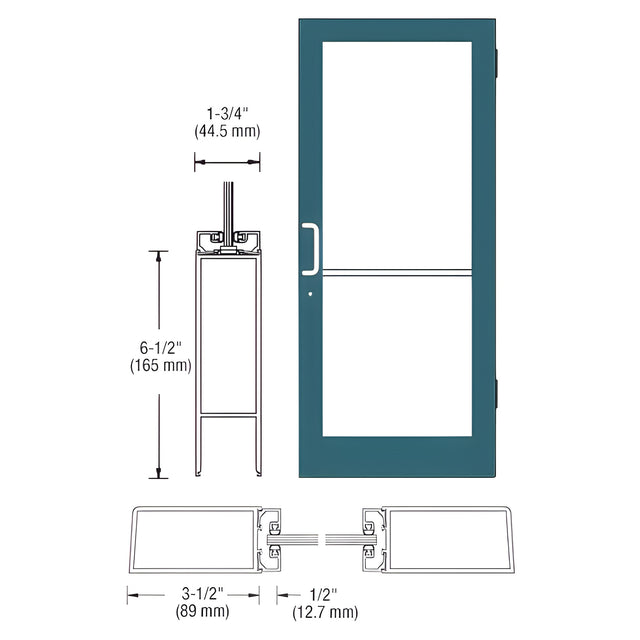 CRL-U.S. Aluminum Custom KYNAR® Paint Series 400 Custom Single 36" x 84" Medium Stile Butt Hinge Entrance Door
