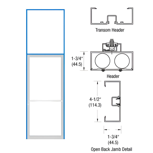 CRL-U.S. Aluminum Custom KYNAR® Paint Series 451 Transom Frame for a Single Door