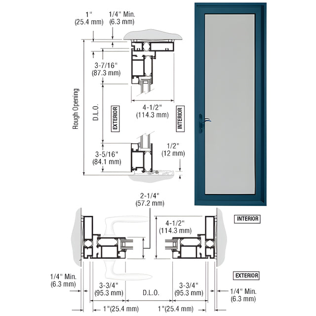 CRL-U.S. Aluminum Custom KYNAR® Paint Series 900 Terrace Door Hinged Left Swing Out for 1" Glass