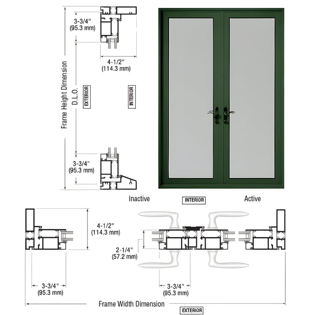 CRL-U.S. Aluminum Custom KYNAR® Paint Series 900 Terrace Door Pair Swing Out