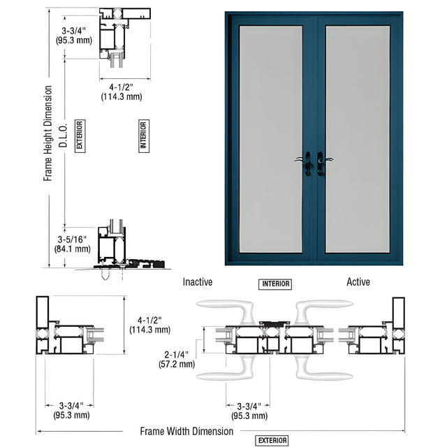 CRL-U.S. Aluminum Custom KYNAR® Paint Series 925 Patio Door Pivot Hinge Pair Swing Out