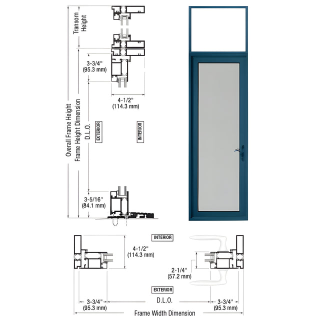 CRL-U.S. Aluminum Custom KYNAR® Paint Series 925 Single Transom Patio Door Hinge Left Swing Out